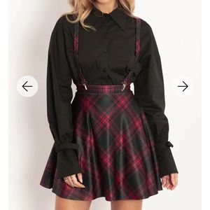 BlackMilk TARTAN PUNK RED PINAFORE SKIRT size L